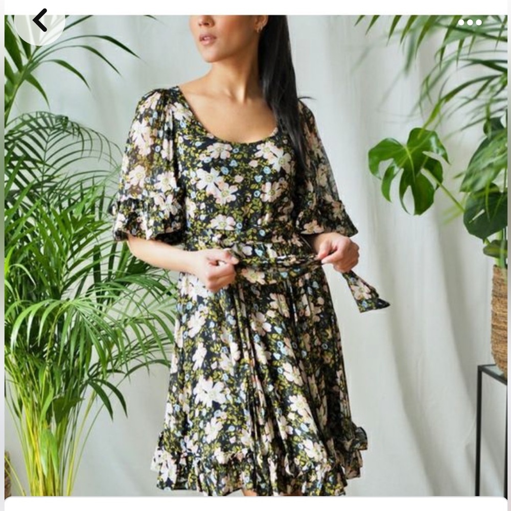 New ByTiMo Black Field Georgette Mini Dress XS.